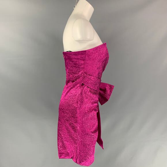 RONNY KOBO Size XS Carolayna Pink Fuchsia Polyamide Blend Wrinkled Bow Dress - Picture 2 of 4
